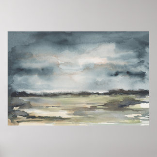 Abstrakte Landschaft neutrales dunkles Wasser Poster
