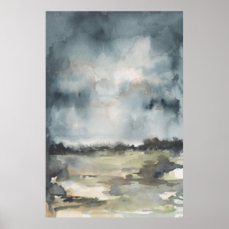 Abstrakte Landschaft neutrales dunkles Wasser Poster