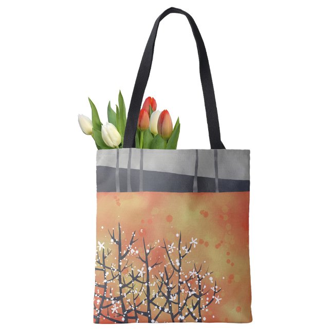 Abstrakte Landschaft Orange Art (Abstract orange landscape tote bag)