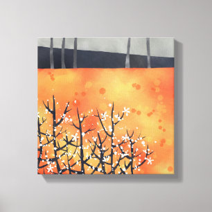 Abstrakte Landschaft Orange Art Leinwanddruck