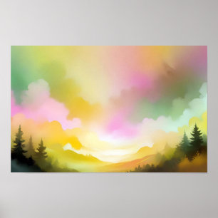 Abstrakte Landschaft Panoramasicht Landschaft Kuns Poster