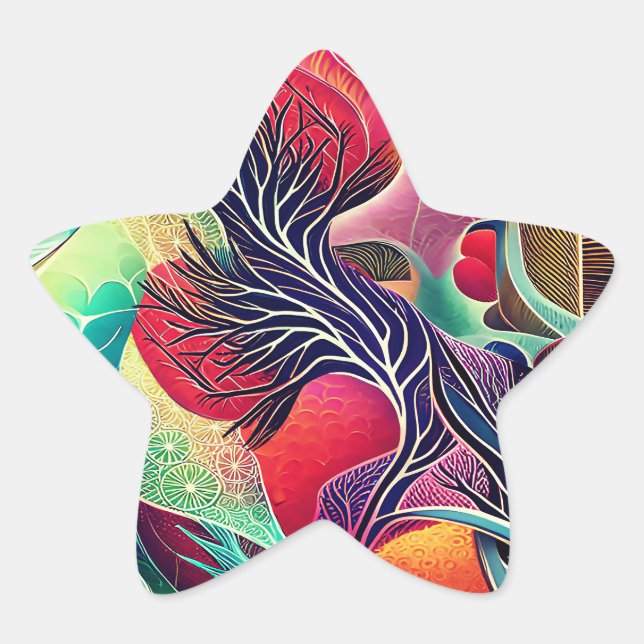 Abstrakte Landschaft Stern-Aufkleber (Vorderseite)