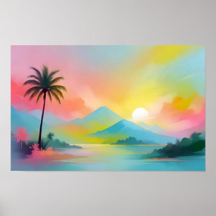 Abstrakte Landschaft Strand Himmel Landschaft Art Poster