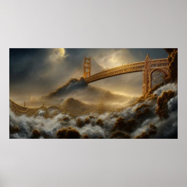 Abstrakte Landschaft stürzen über die Golden Gate  Poster (Vorne)