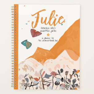 Abstrakte Landschaft und Wildblumen, ein Boho Insp Planer