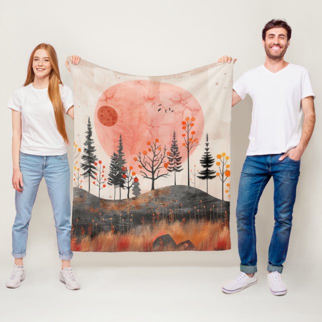 Abstrakte Landschaft von Boho (13) Fleecedecke (Beispiel)