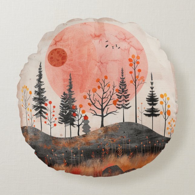 Abstrakte Landschaft von Boho (13) Rundes Kissen (Vorderseite)