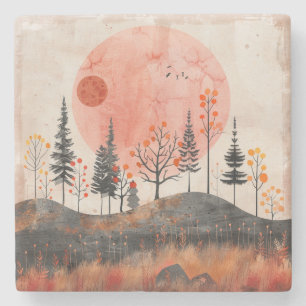 Abstrakte Landschaft von Boho (13) Steinuntersetzer