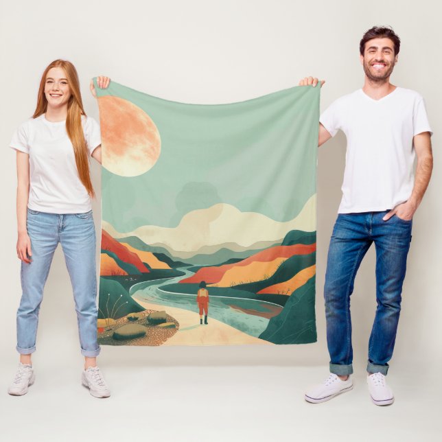 Abstrakte Landschaft von Boho (14) Fleecedecke (Beispiel)