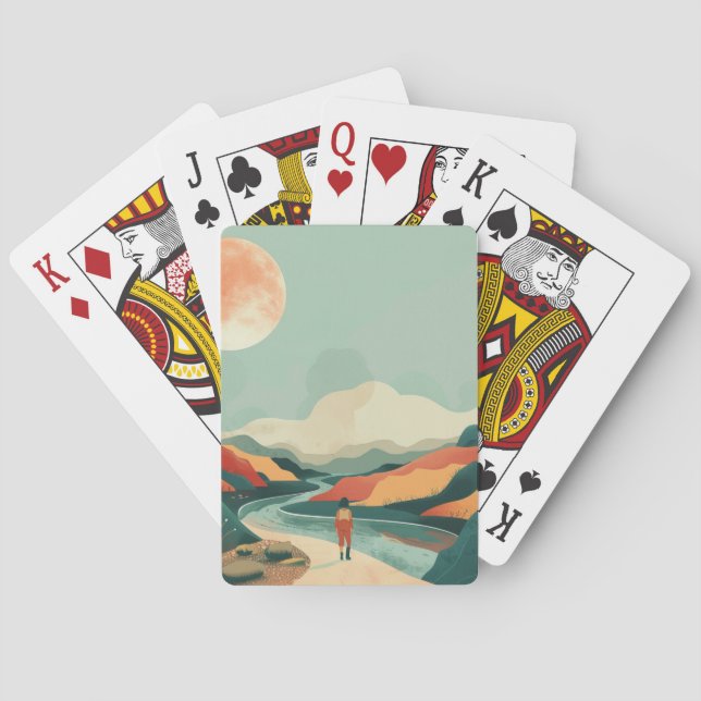 Abstrakte Landschaft von Boho (14) Spielkarten (Rückseite)