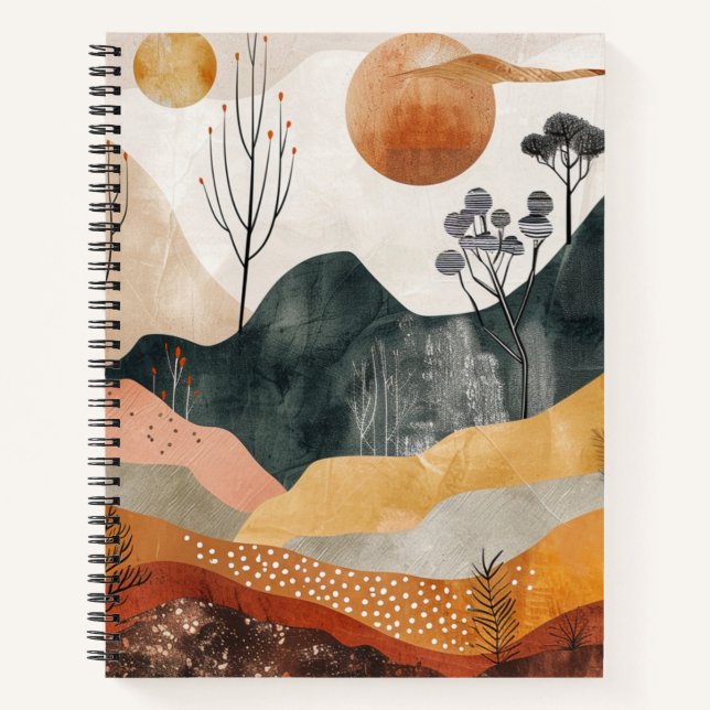 Abstrakte Landschaft von Boho (15) Notizbuch (Vorderseite)