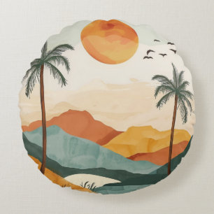 Abstrakte Landschaft von Boho (16) Rundes Kissen