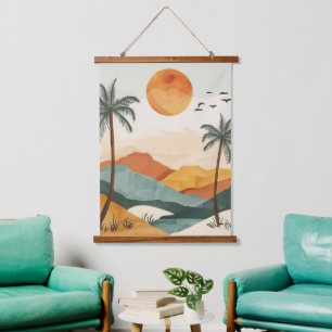 Abstrakte Landschaft von Boho (16) Wandteppich Mit Holzrahmen