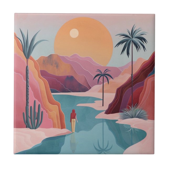 Abstrakte Landschaft von Boho (18) Fliese (Vorderseite)