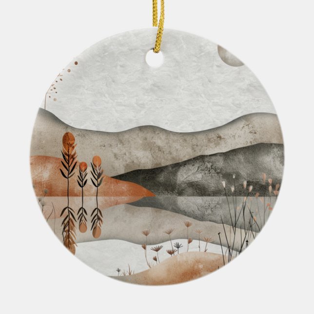 Abstrakte Landschaft von Boho (3) Keramik Ornament (Vorne)