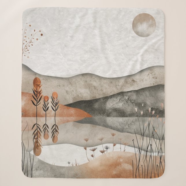 Abstrakte Landschaft von Boho (3) Sherpadecke (Vorderseite)