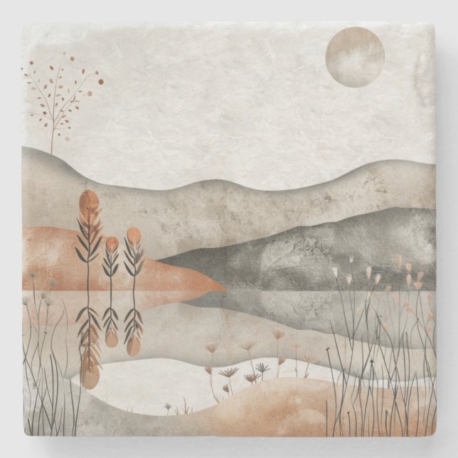 Abstrakte Landschaft von Boho (3) Steinuntersetzer (Vorderseite)