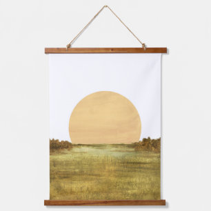 Abstrakte Landschaft Wandteppich Mit Holzrahmen