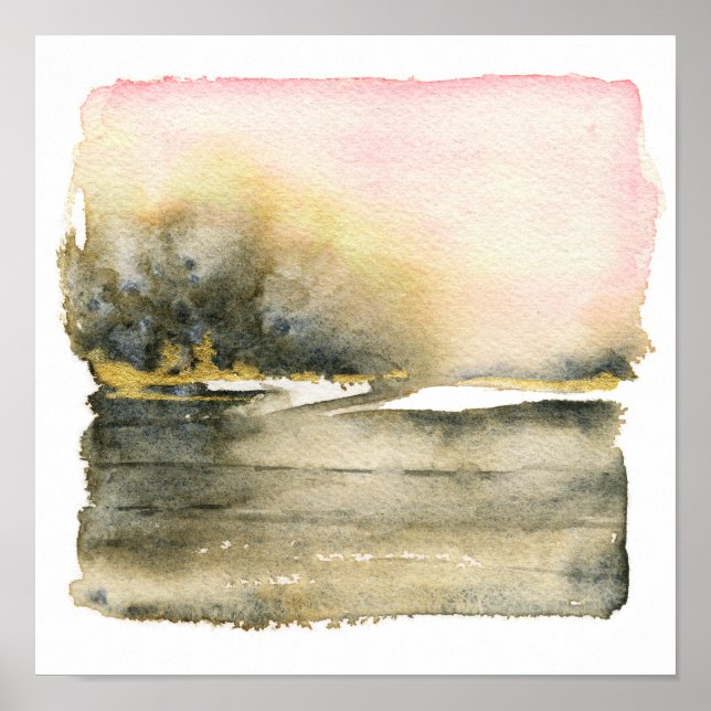 Abstrakte Landschaft Wasserfarben Kunst, Dichtung  Poster (Vorne)