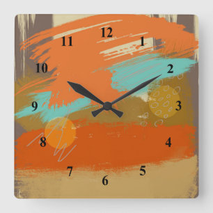 Abstrakte Landschaftskunst-Farbe kreist Bereiche Quadratische Wanduhr
