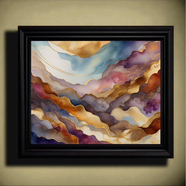 Abstrakte Landschaftsmalerei Gold Blau Lila Poster (Von Creator hochgeladen)