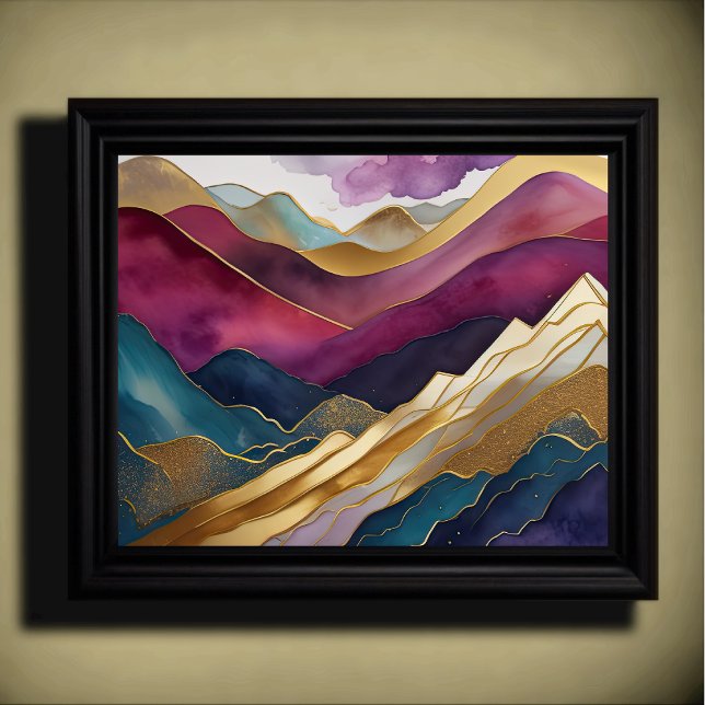 Abstrakte Landschaftsmalerei Gold Lila Blue Poster (Von Creator hochgeladen)
