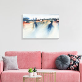 Abstrakte Landschaftsmalerei mit blauer Pfirsichat Leinwanddruck