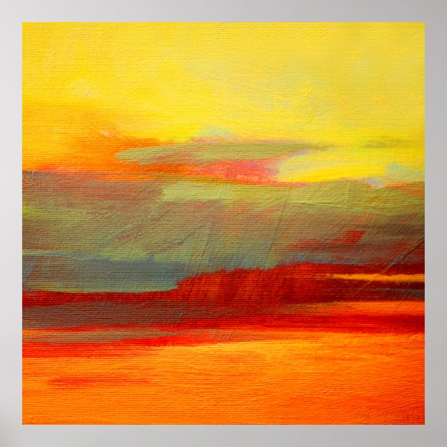 abstrakte Landschaftsölmalerei auf Leinwand, Öl Poster (Vorne)