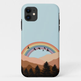 Abstrakte Landschaftswälder Bäume Regenbogen & Vög Case-Mate iPhone Hülle