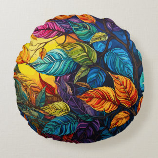 Abstrakte Leaf Art Rundes Kissen