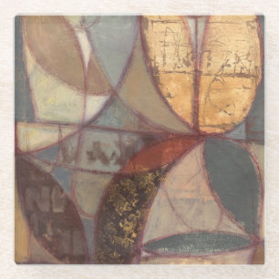 Abstrakte Leaf-Malerei von Norman Wyatt Glasuntersetzer