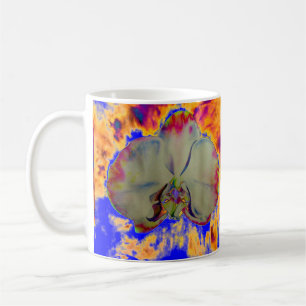 Abstrakte lebendige Aquarell-Blumen-Orchideen-Male Kaffeetasse