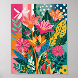 Abstrakte, lebendige Blumenkunst Poster