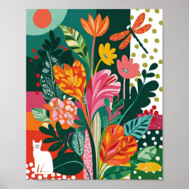Abstrakte, lebendige Blumenkunst Poster