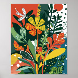 Abstrakte, lebendige Blumenkunst Poster