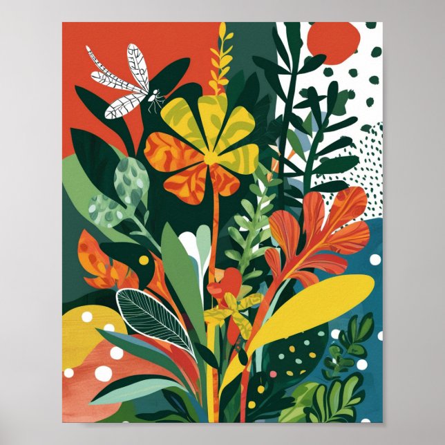 Abstrakte, lebendige Blumenkunst Poster (Vorne)