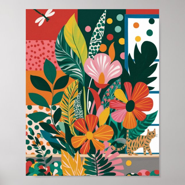 Abstrakte, lebendige Blumenkunst Poster (Vorne)