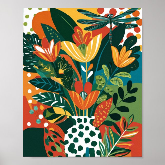 Abstrakte, lebendige Blumenkunst Poster (Vorne)