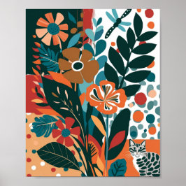 Abstrakte, lebendige Blumenkunst Poster