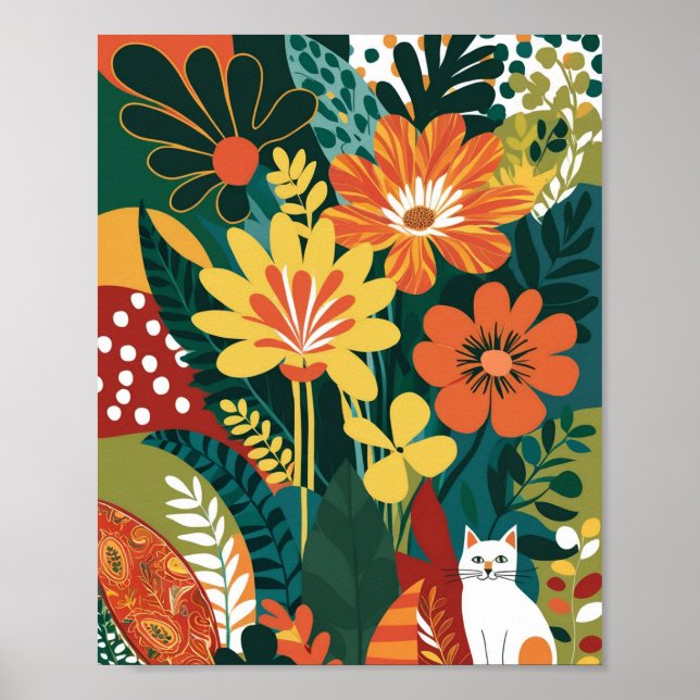Abstrakte, lebendige Blumenkunst Poster (Vorne)