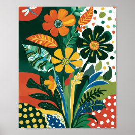 Abstrakte, lebendige Blumenkunst Poster