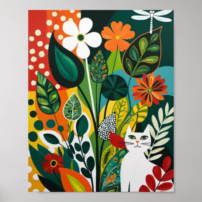 Abstrakte, lebendige Blumenkunst Poster (Vorne)