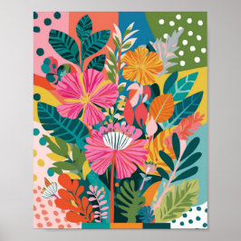 Abstrakte, lebendige Blumenkunst Poster