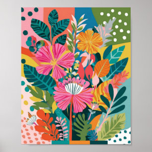 Abstrakte, lebendige Blumenkunst Poster