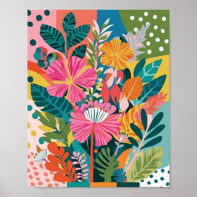 Abstrakte, lebendige Blumenkunst Poster (Vorne)