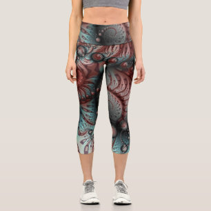 Abstrakte lebendige Fantasy-Fraktal-Kunst Braun Bl Capri Leggings