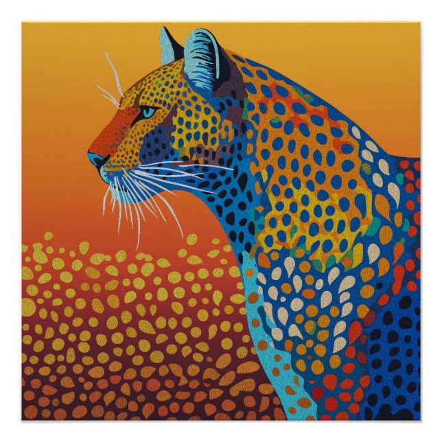 Abstrakte lebendige Leopard-Kunst Poster (Vorderseite)