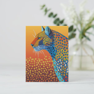 Abstrakte lebendige Leopard-Kunst Postkarte