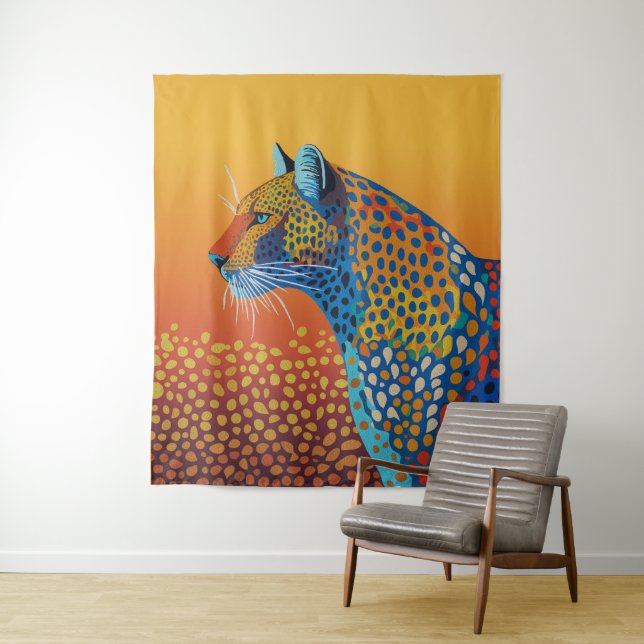 Abstrakte Lebendige Leopard Kunst Wandteppich (Beispiel)