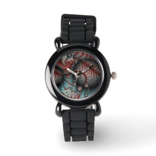 Abstrakte lebhafte Fantasy-Fraktal-Kunst Braun Bla Armbanduhr